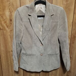 Vintage bijaun Suede Blazer Jacket Womens 12 Beige Tan Suede/ Leather
